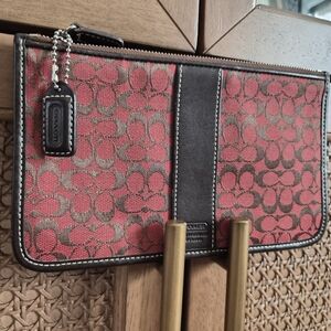 Coach Red and Brown Wristlet